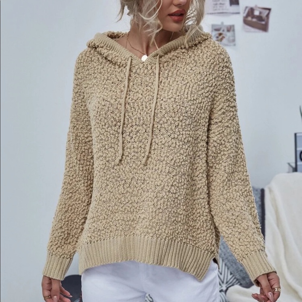 SOFTEST EVER Popcorn knit hoodie pullover blue - Picture 5 of 10